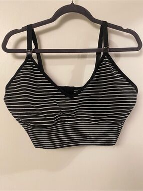 Leading Lady Nursing Bra Black & White Striped Longline 4X